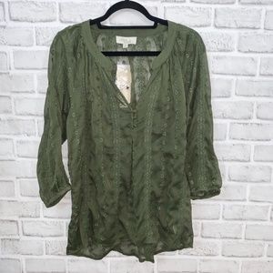 Olive & Oak Green Semi See-through Top/Blouse